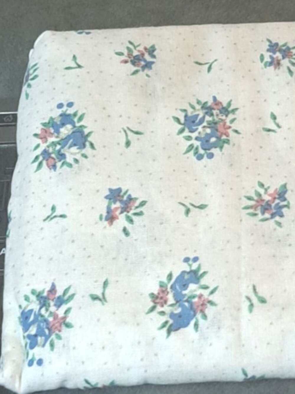 Rose Blue & Green Floral on Ecru Quilting Cotton Fabric 44" wide x 2+ yards